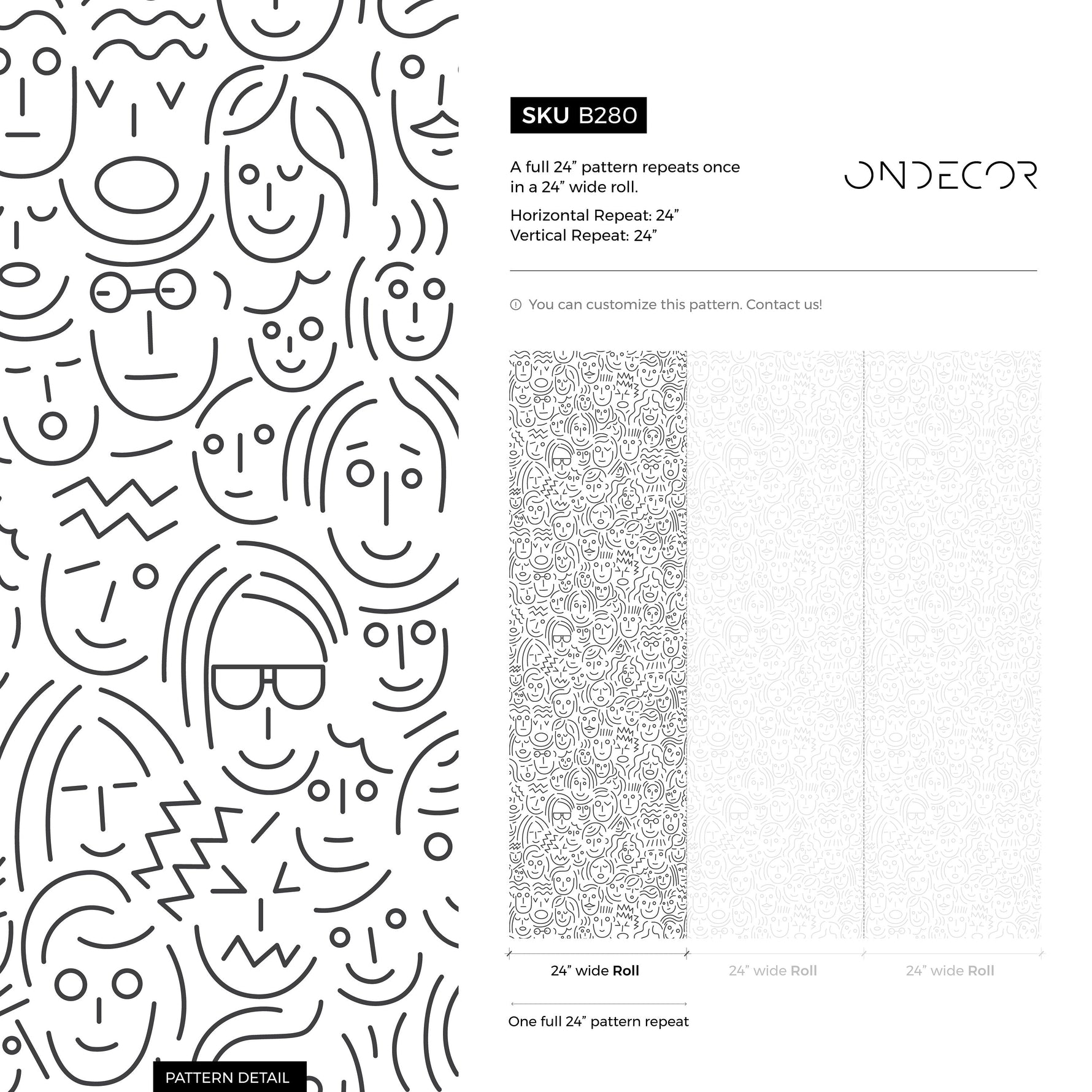 Faces Wallpaper - Removable Wallpaper Peel and Stick Wallpaper Wall Paper Wall Mural - B280