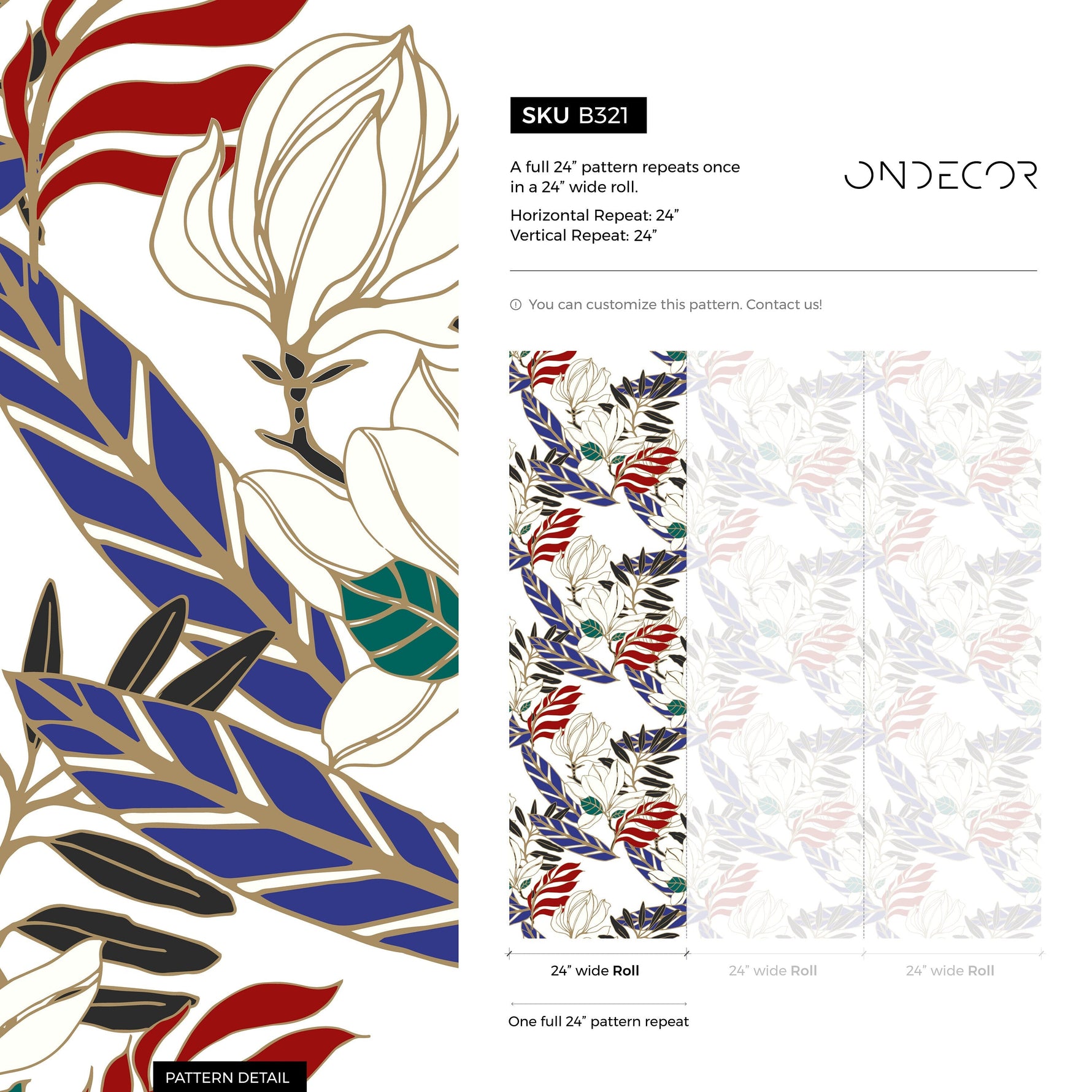 Wallpaper Peel and Stick Wallpaper Removable Wallpaper Home Decor Wall Art Wall Decor Room Decor / Contemporary Leaves Wallpaper - B321