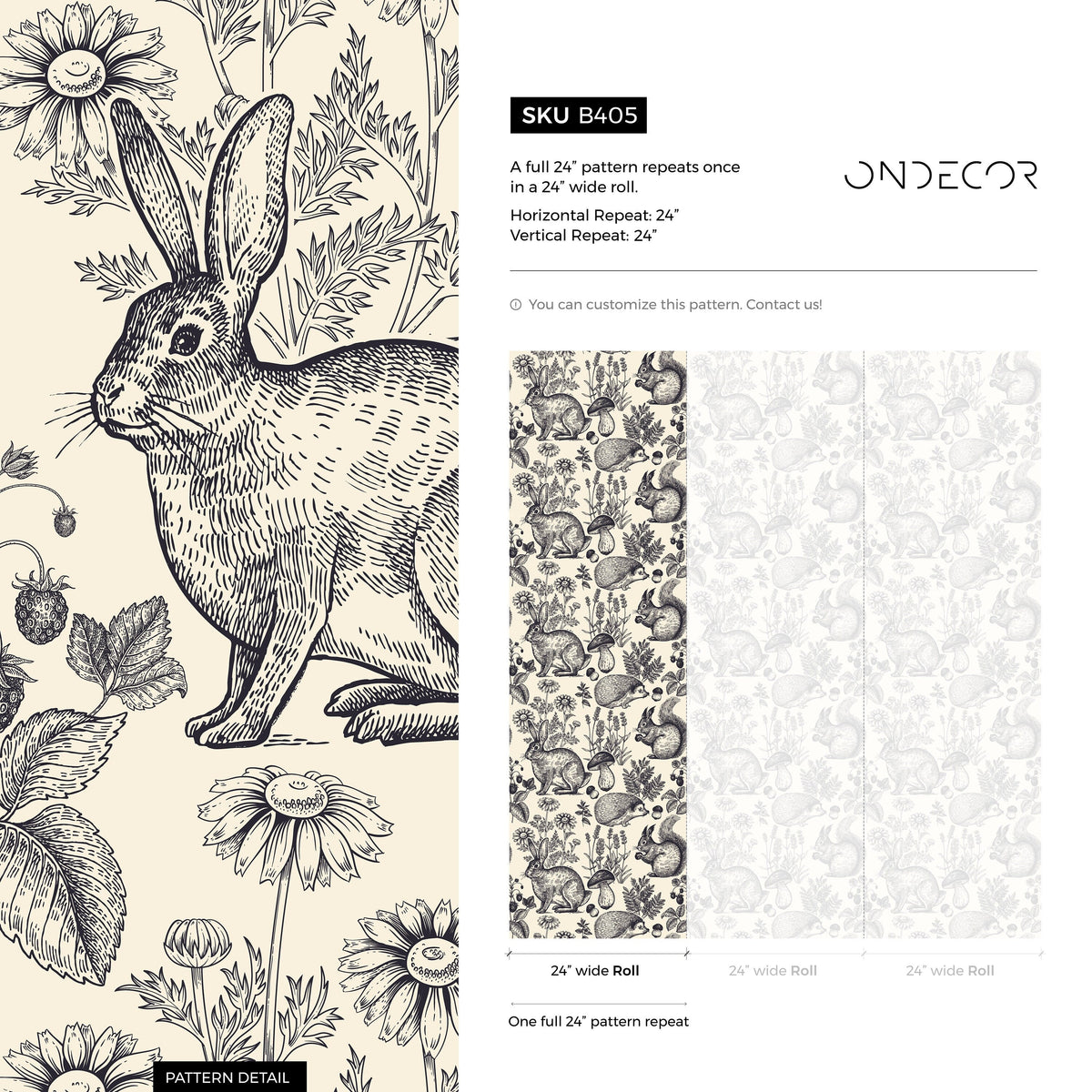 Wallpaper Peel and Stick Wallpaper Removable Wallpaper Home Decor Wall Art Wall Decor Room Decor / Boho Animal Wallpaper - B405