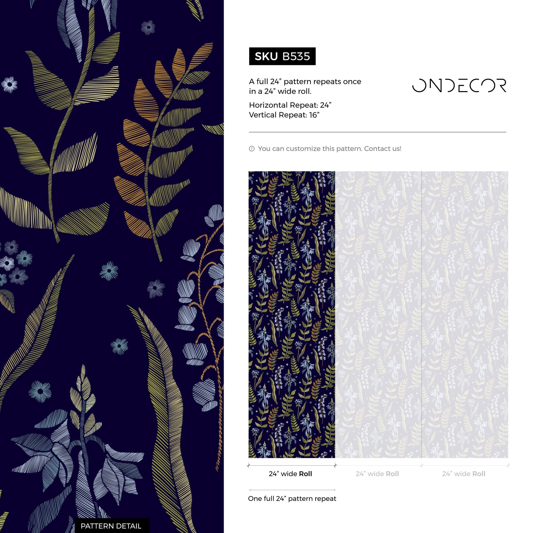 Removable Wallpaper Peel and Stick Wallpaper Wall Paper Wall Mural -Fern Wallpaper - Floral Wallpaper - B535