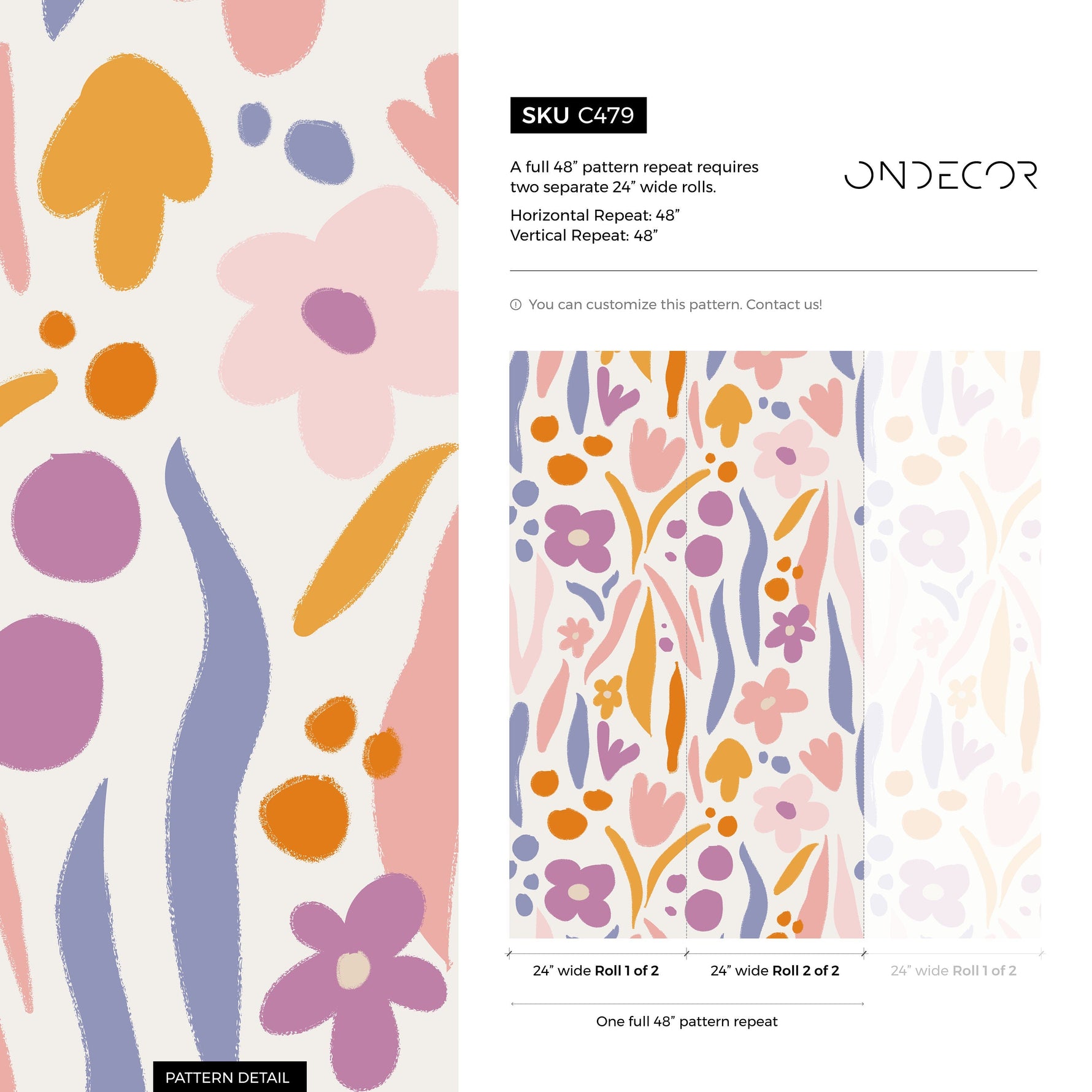 Wallpaper Peel and Stick Wallpaper Removable Wallpaper Home Decor Wall Art Wall Decor Room Decor / Colorful Floral Wallpaper - AS2-C479