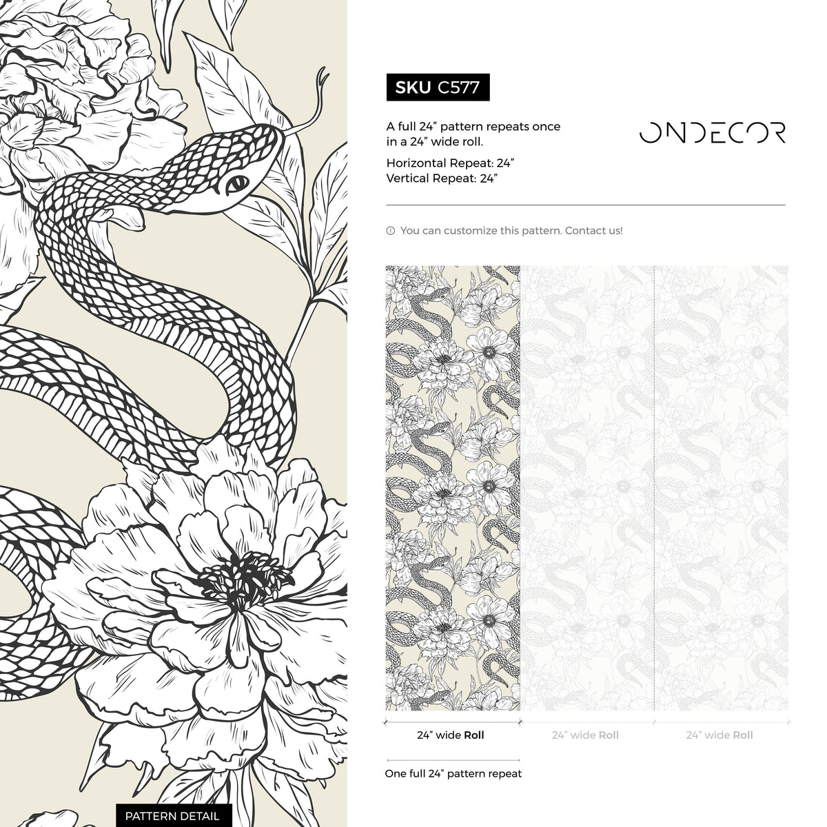Wallpaper Peel and Stick Wallpaper Removable Wallpaper Home Decor Wall Art Wall Decor Room Decor / Beige Snake Wallpaper - C577