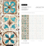 Portuguese Tile Wallpaper Geometric Wallpaper Moroccan Wallpaper Spanish Peel and Stick and Traditional Wallpaper Teal Brown - A552