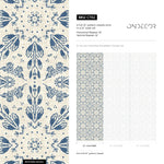 Blue Floral and Leaf Victorian Wallpaper / Peel and Stick Wallpaper Removable Wallpaper Home Decor Wall Art Wall Decor Room Decor - C782