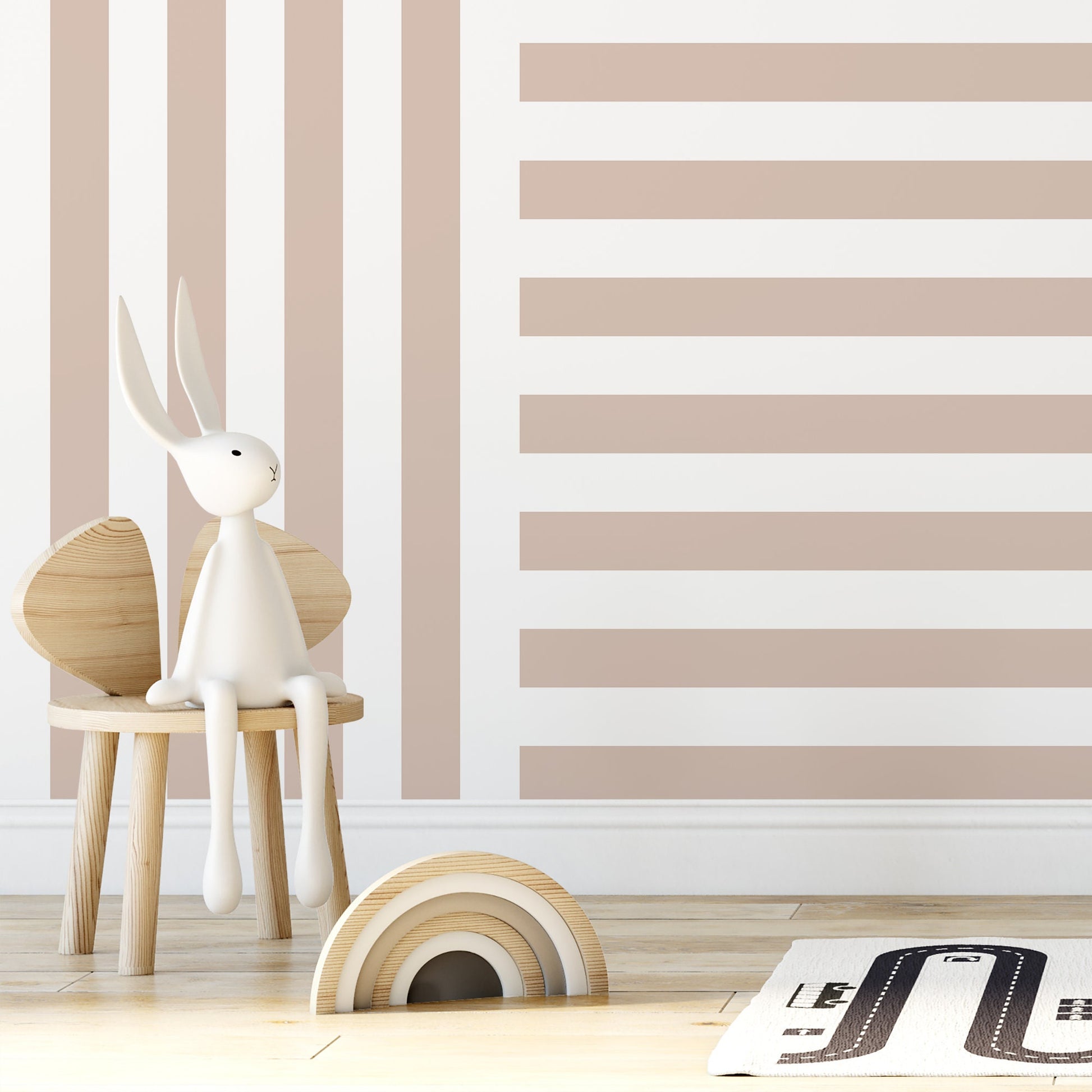 Neutral Striped Wallpaper Modern Geometric Wallpaper Peel and Stick and Traditional Wallpaper - D737