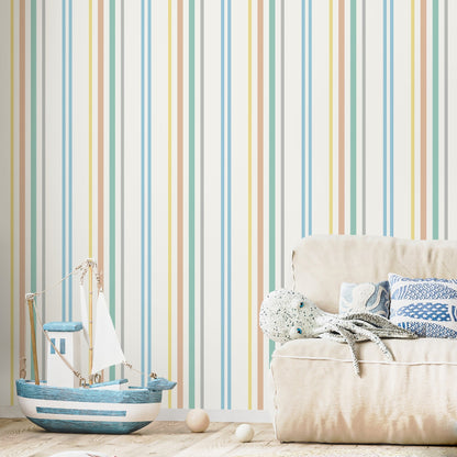 Colorful Striped Wallpaper Farmhouse Wallpaper Peel and Stick and Traditional Wallpaper - D786