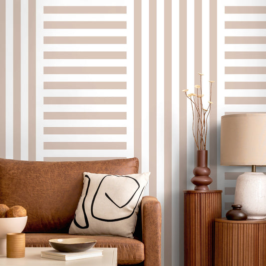 Neutral Striped Wallpaper Modern Geometric Wallpaper Peel and Stick and Traditional Wallpaper - D737