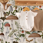 Vintage Mushroom Wallpaper Botanical Wallpaper Peel and Stick and Traditional Wallpaper - D817