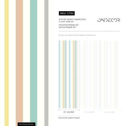 Colorful Striped Wallpaper Farmhouse Wallpaper Peel and Stick and Traditional Wallpaper - D786