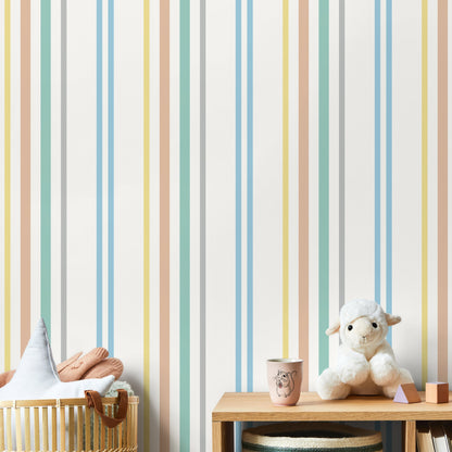 Colorful Striped Wallpaper Farmhouse Wallpaper Peel and Stick and Traditional Wallpaper - D786