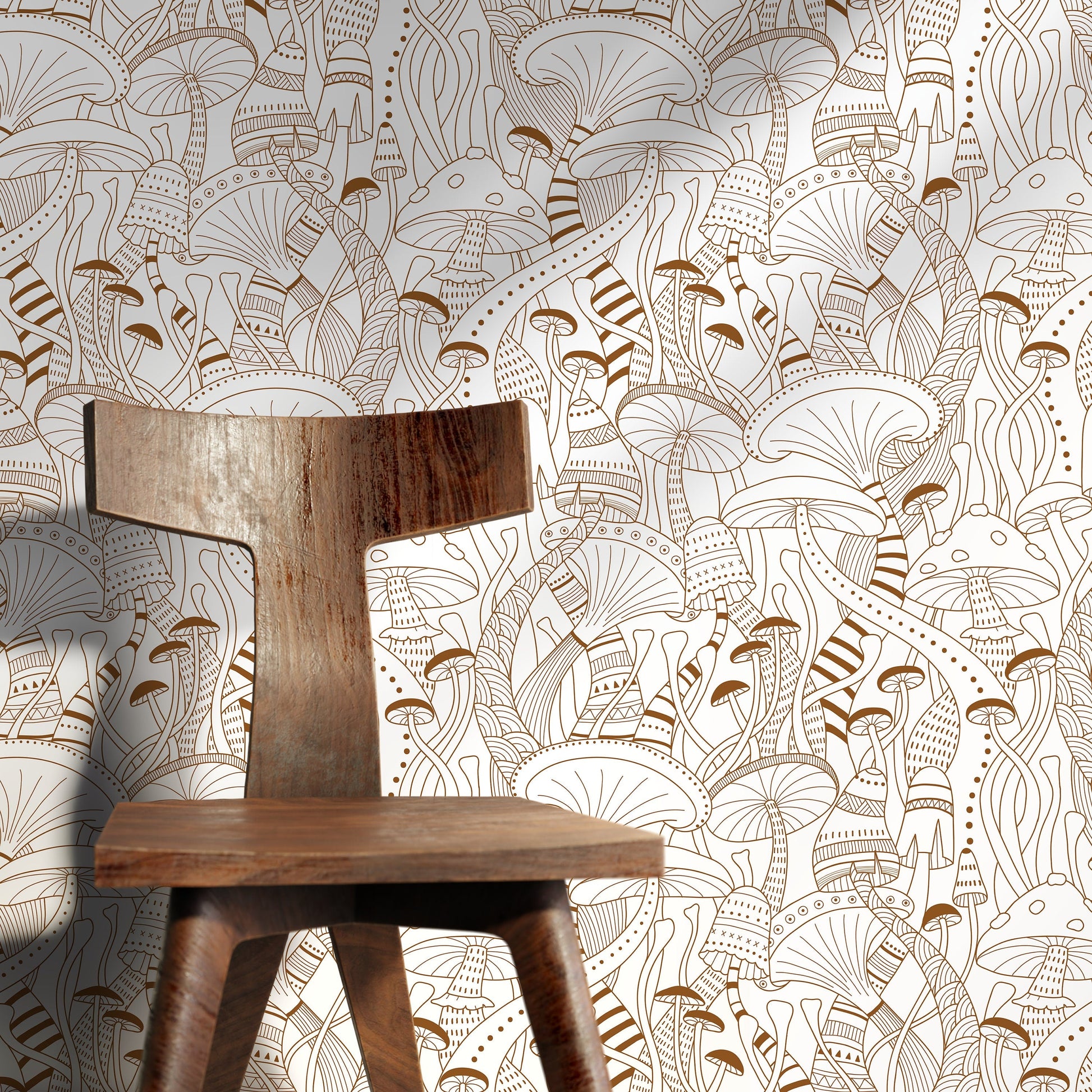 Brown Mushroom Wallpaper Modern Peel and Stick and Traditional Wallpaper - D811