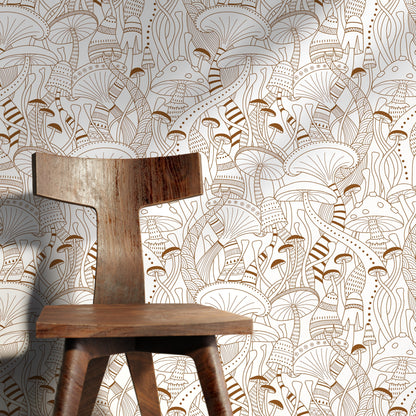 Brown Mushroom Wallpaper Modern Peel and Stick and Traditional Wallpaper - D811