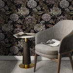 Dark Floral Wallpaper Peonny and Butterflies Wallpaper Peel and Stick and Traditional Wallpaper - D823