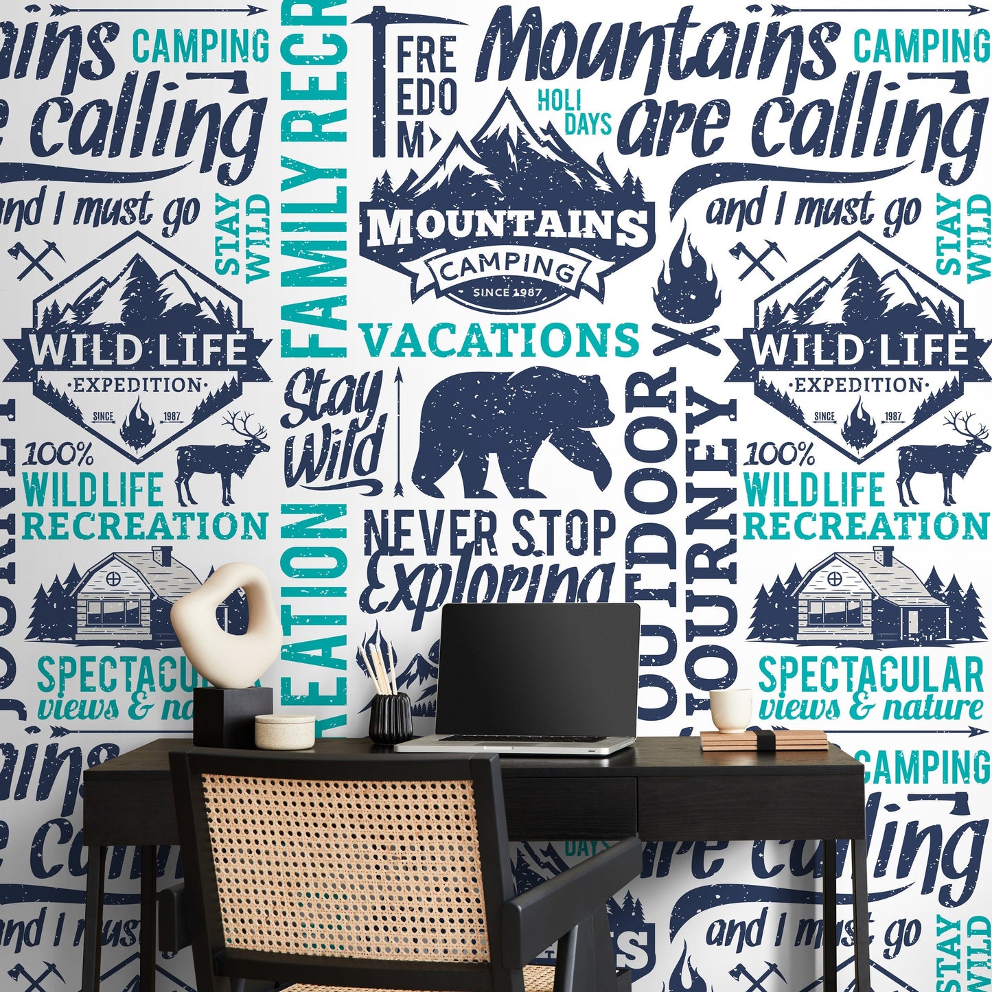 Wallpaper Peel and Stick Wallpaper Removable Wallpaper Home Decor Wall Art Wall Decor Room Decor / Modern Typography Wallpaper - D938