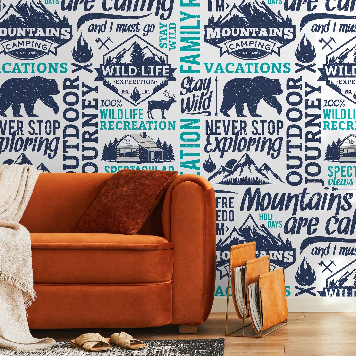 Wallpaper Peel and Stick Wallpaper Removable Wallpaper Home Decor Wall Art Wall Decor Room Decor / Modern Typography Wallpaper - D938