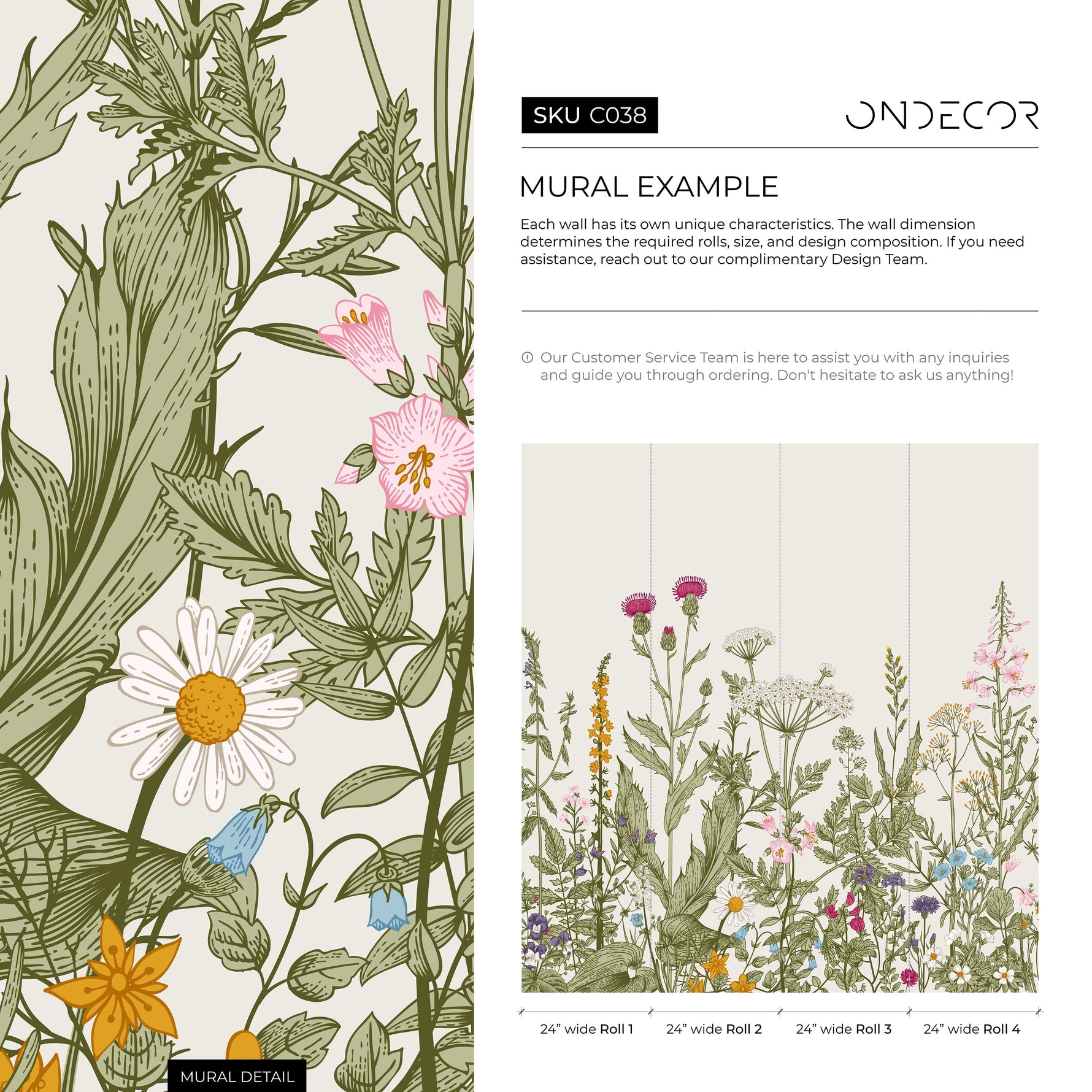 Wallpaper Peel and Stick Wallpaper Removable Wallpaper Home Decor Wall Art Wall Decor Room Decor / Botanical Floral Wallpaper - C038