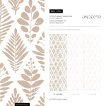 Neutral Boho Leaf Wallpaper / Peel and Stick Wallpaper Removable Wallpaper Home Decor Wall Art Wall Decor Room Decor - D182