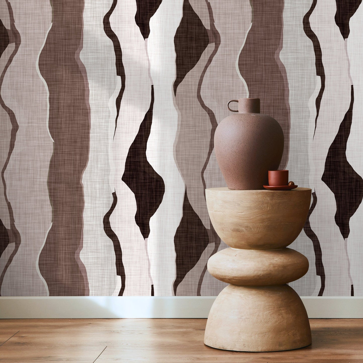 Brown Abstract Wallpaper Maximalist Wallpaper Peel and Stick and Traditional Wallpaper - D796