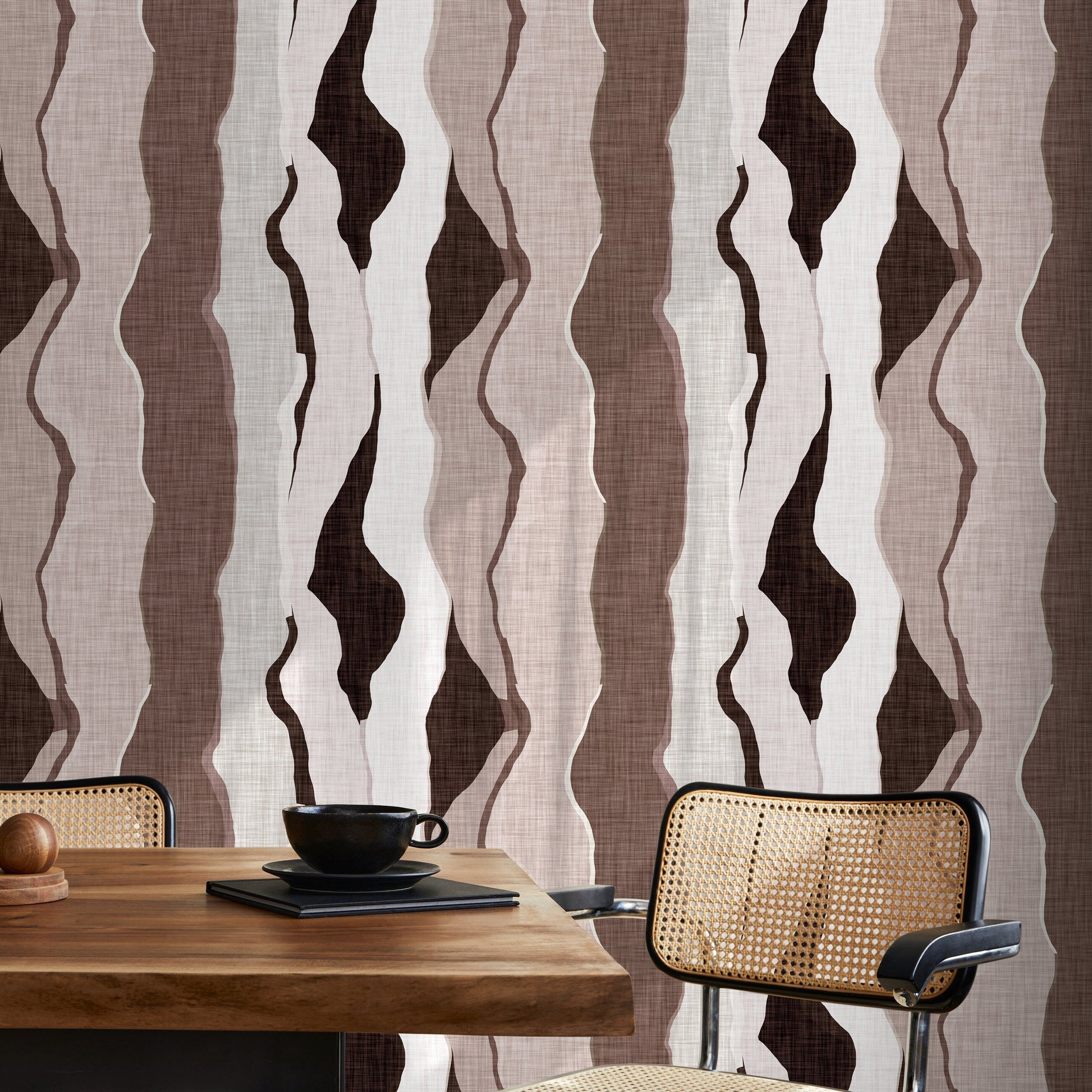 Brown Abstract Wallpaper Maximalist Wallpaper Peel and Stick and Traditional Wallpaper - D796