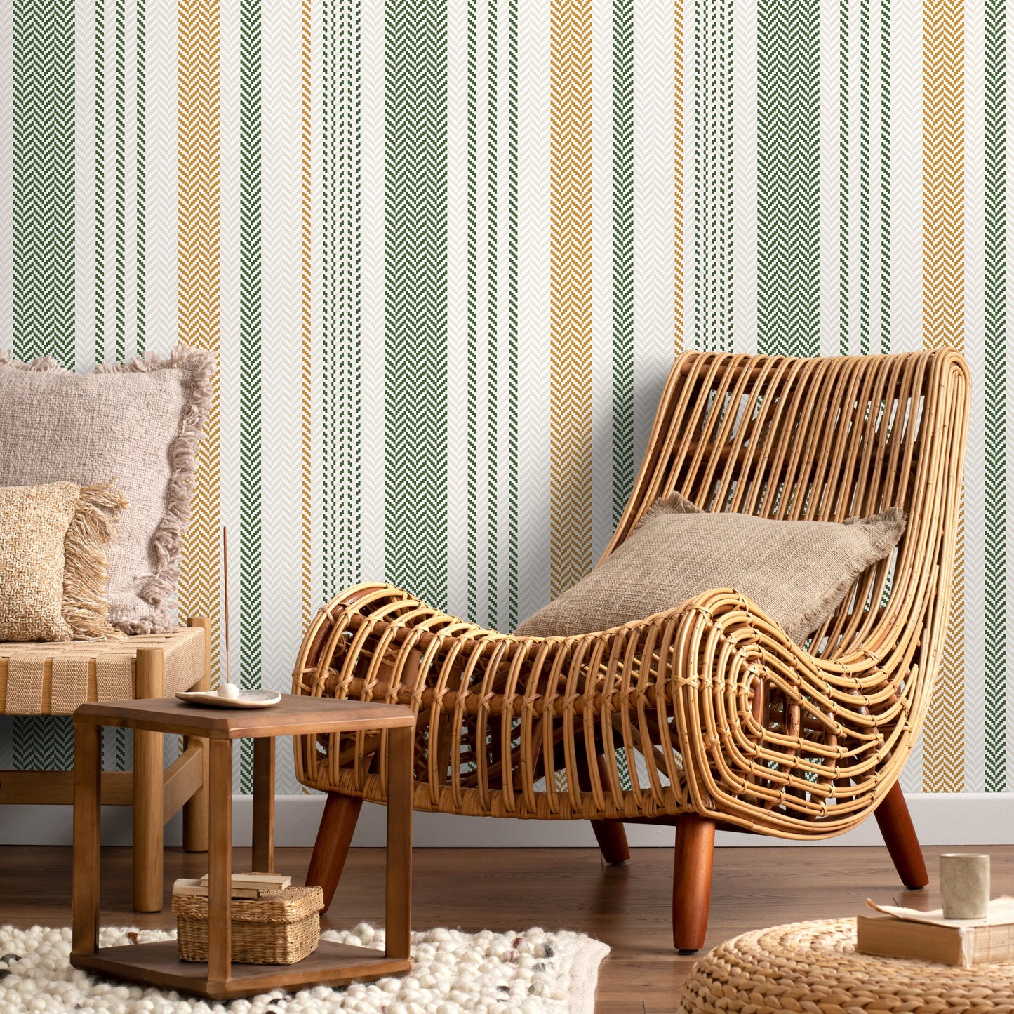 Farmhouse Striped Wallpaper Chevron Wallpaper Peel and Stick and Traditional Wallpaper - D804