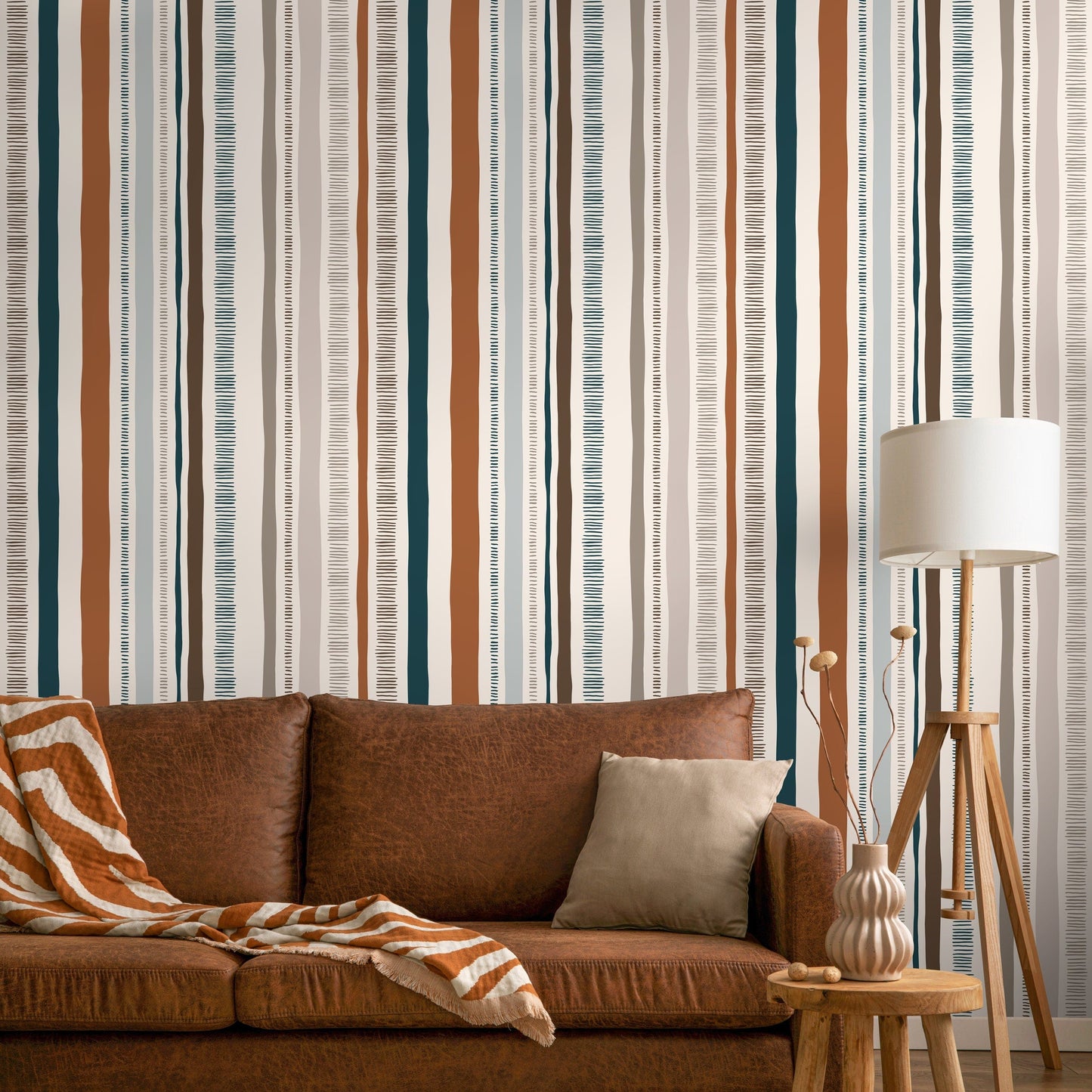 Modern Striped Wallpaper Abstract Wallpaper Peel and Stick and Traditional Wallpaper - D835