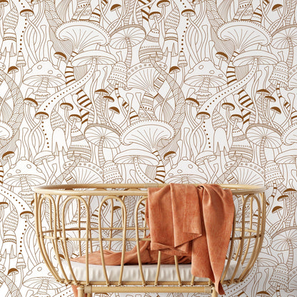 Brown Mushroom Wallpaper Modern Peel and Stick and Traditional Wallpaper - D811