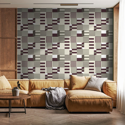 Geometric Wallpaper Modern Grey and Purple Wallpaper Peel and Stick and Traditional Wallpaper - D846