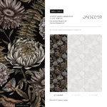 Dark Floral Wallpaper Peonny and Butterflies Wallpaper Peel and Stick and Traditional Wallpaper - D823