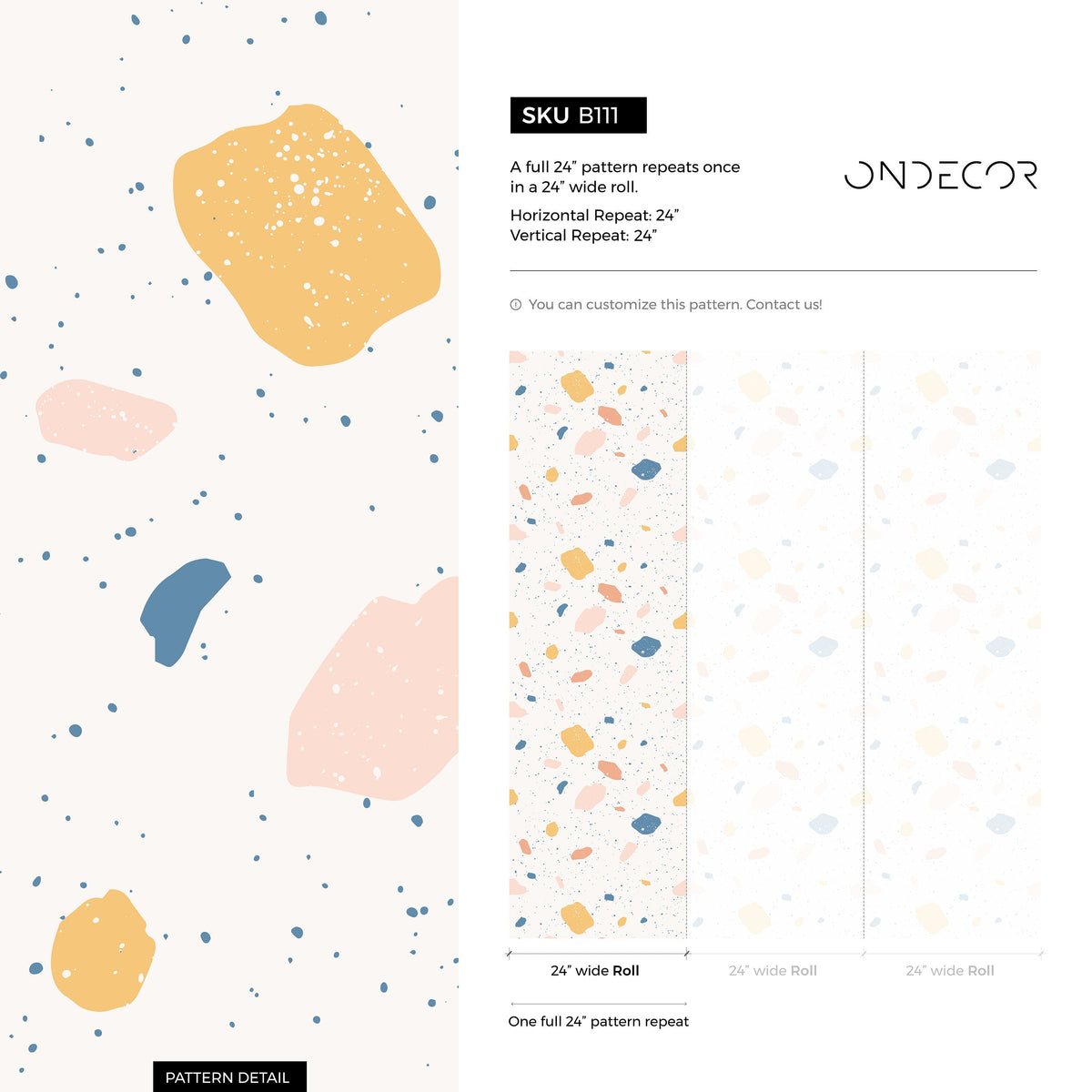 Wallpaper Peel and Stick Wallpaper Removable Wallpaper Home Decor Wall Art Wall Decor Room Decor / Pastel Color Terrazzo Wallpaper - B111