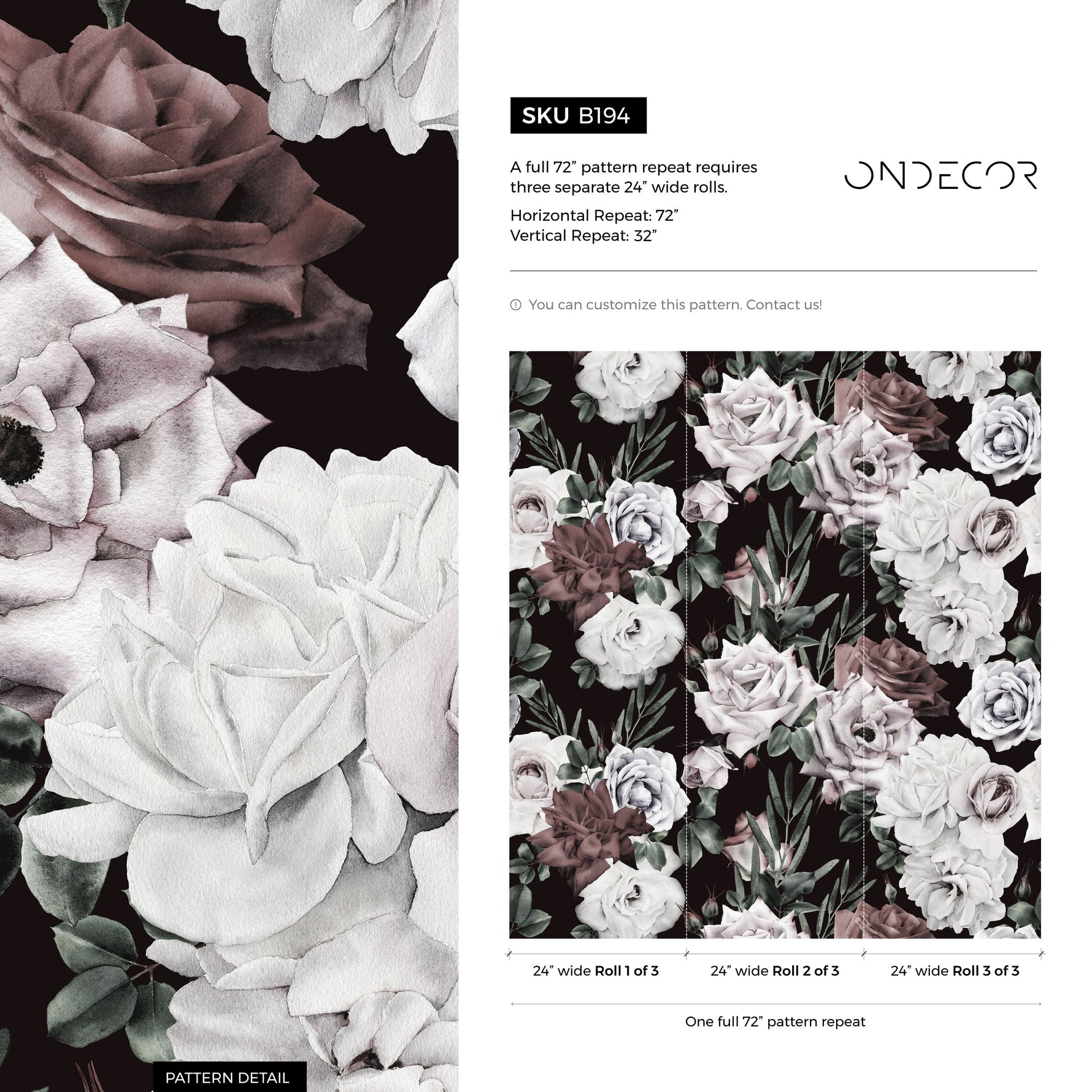 Wallpaper Peel and Stick Wallpaper Removable Wallpaper Home Decor Wall Art Wall Decor Room Decor / Vintage Roses Wallpaper - B194