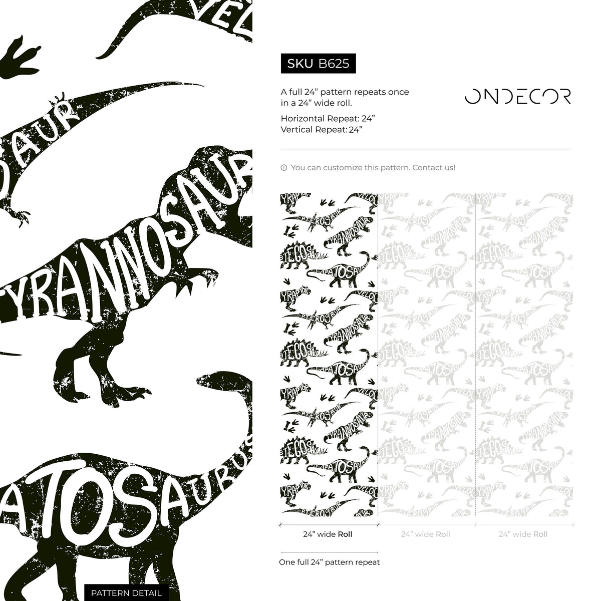 Wallpaper Peel and Stick Wallpaper Removable Wallpaper Home Decor Wall Art Wall Decor Room Decor / Cool Dinosaur Kids Wallpaper - B625