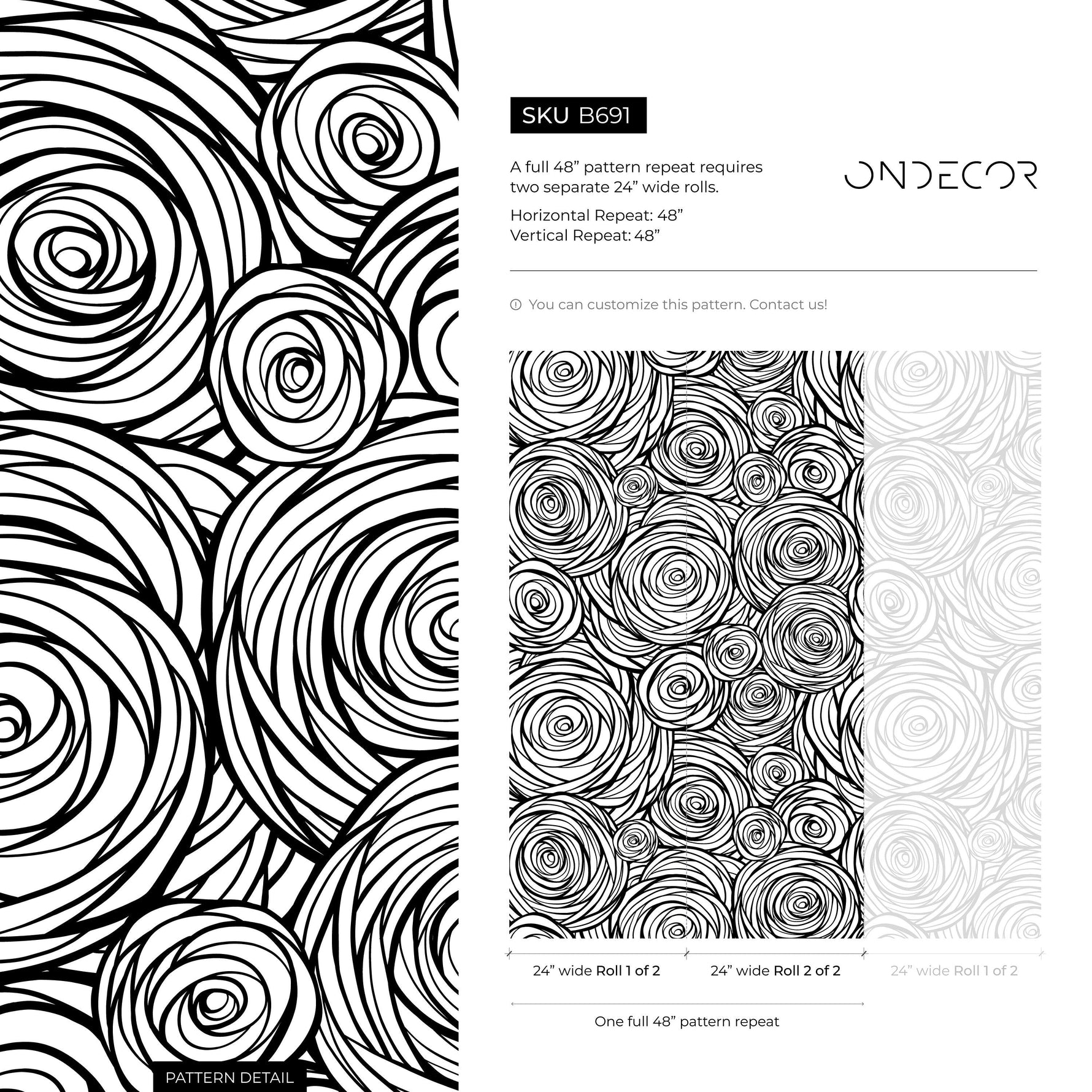 Wallpaper Peel and Stick Wallpaper Removable Wallpaper Home Decor Wall Art Wall Decor Room Decor / Black and White Abstract Wallpaper - B691