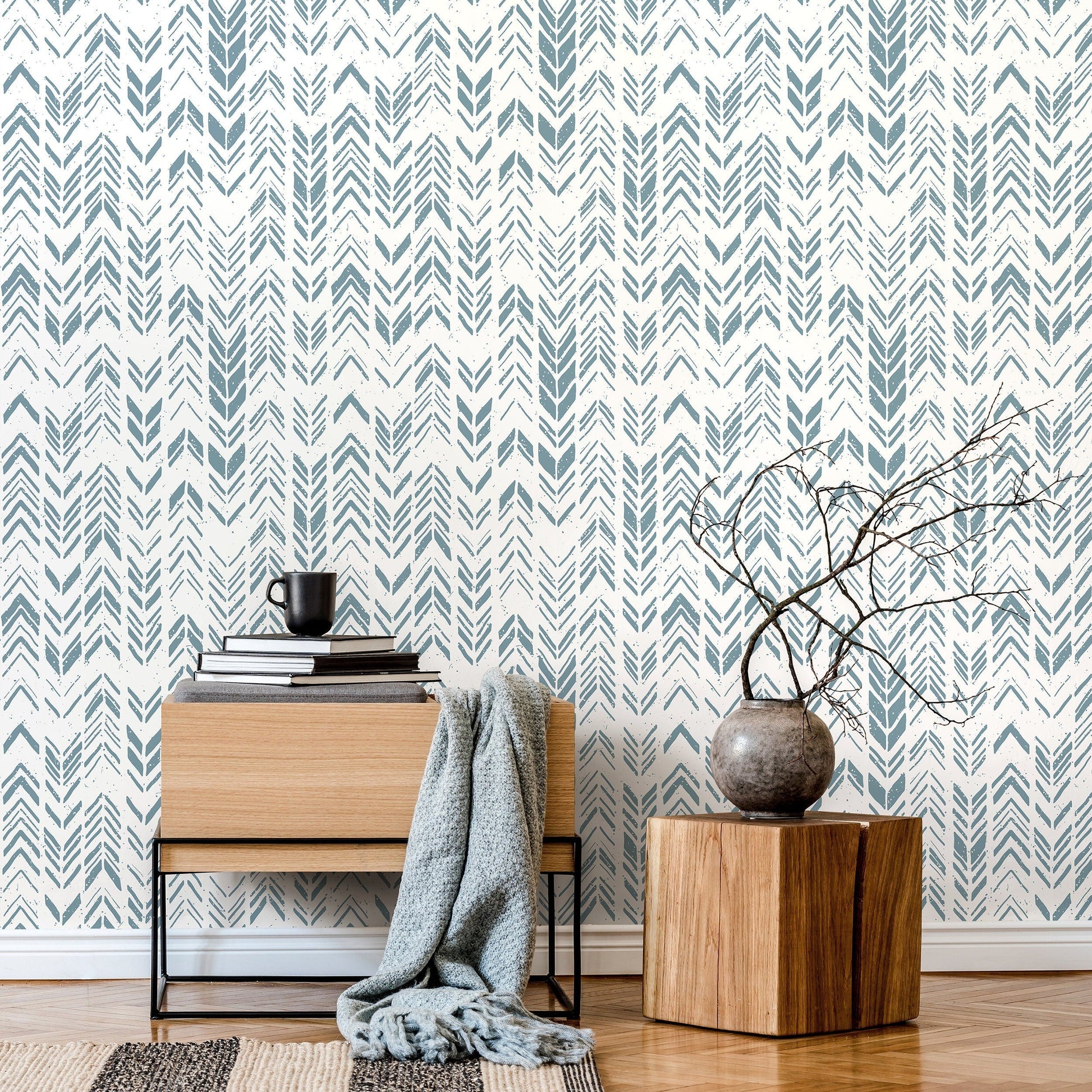 Boho Herringbone Wallpaper Minimalist Wallpaper Peel and Stick and Traditional Wallpaper - A601