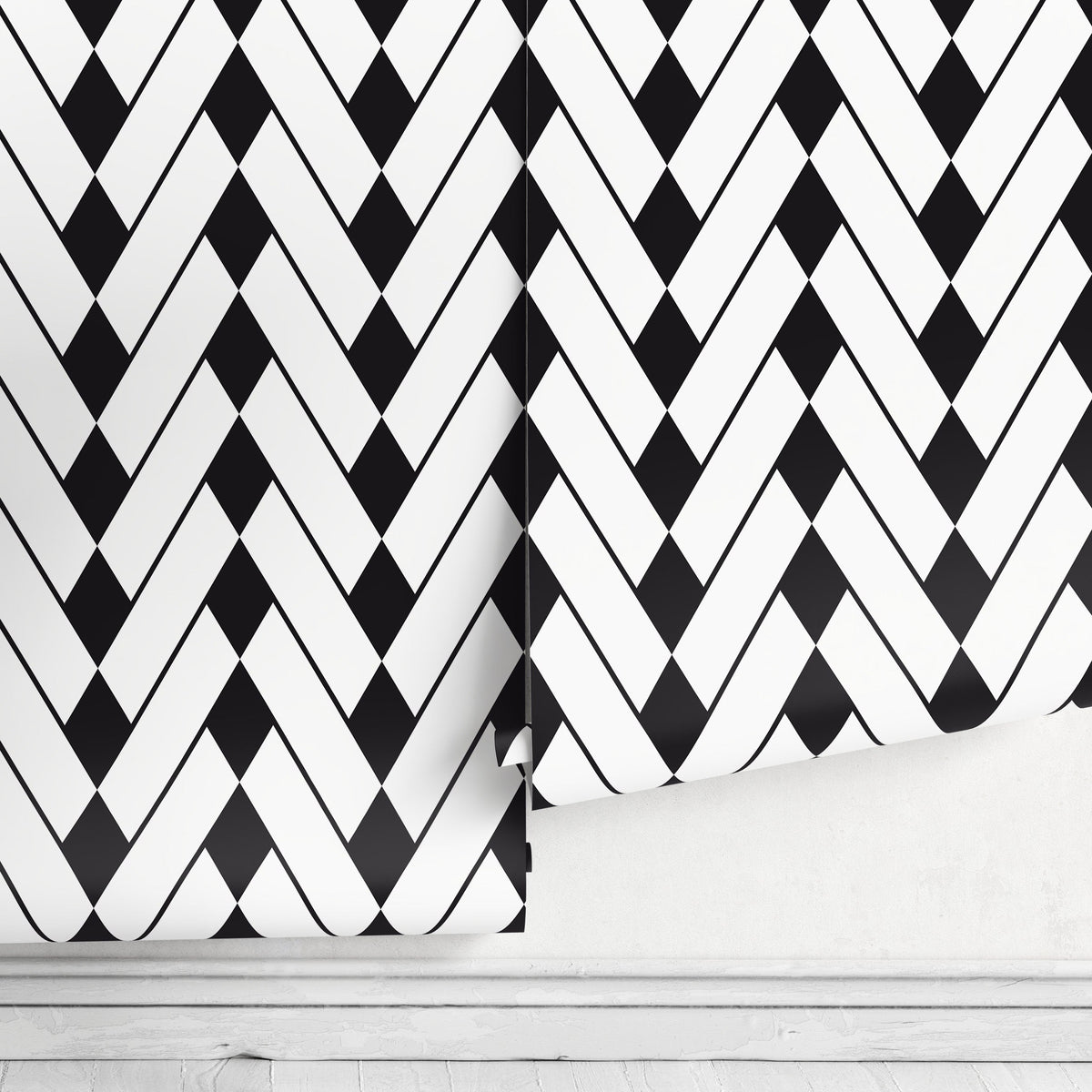 Black and White Modern Wallpaper Geometric Wallpaper Chevron Wallpaper Peel and Stick Wallpaper - A327