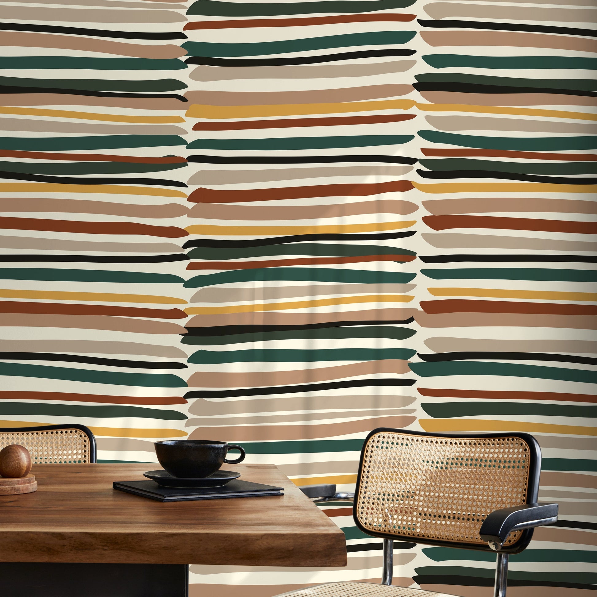 Contemporary Striped Wallpaper Abstract Wallpaper Peel and Stick and Traditional Wallpaper - D795