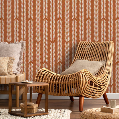 Terracotta Herringbone Wallpaper Minimalist Wallpaper Peel and Stick and Traditional Wallpaper - D802