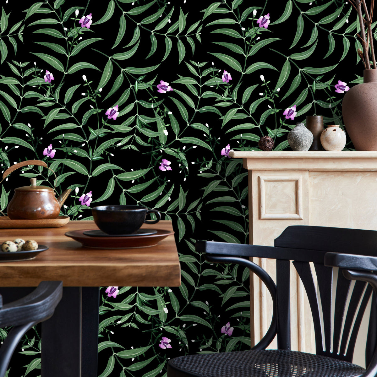 Wallpaper Peel and Stick Wallpaper Removable Wallpaper Home Decor Wall Art Wall Decor Room Decor / Flower and Leaves Wallpaper - X037
