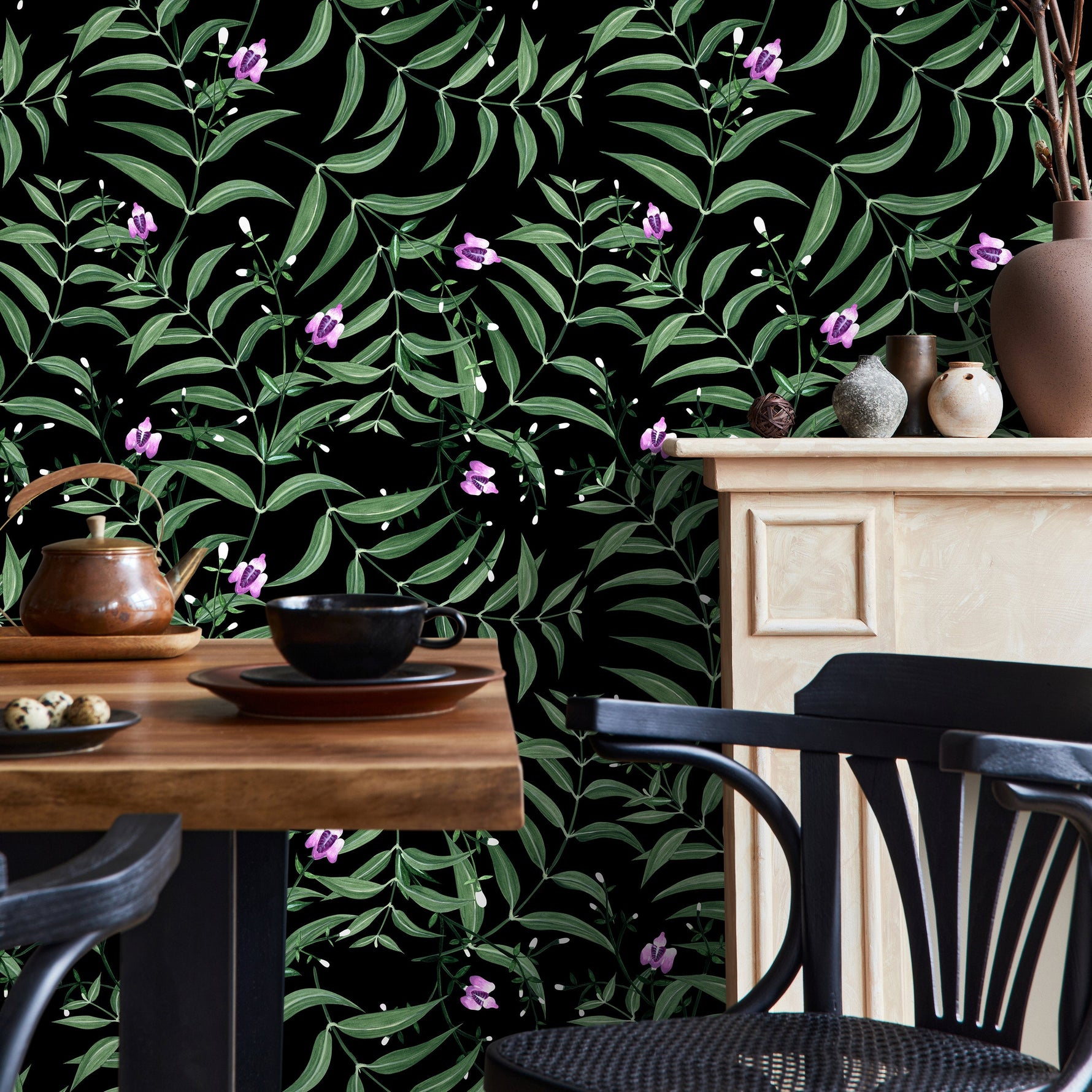 Wallpaper Peel and Stick Wallpaper Removable Wallpaper Home Decor Wall Art Wall Decor Room Decor / Flower and Leaves Wallpaper - X037