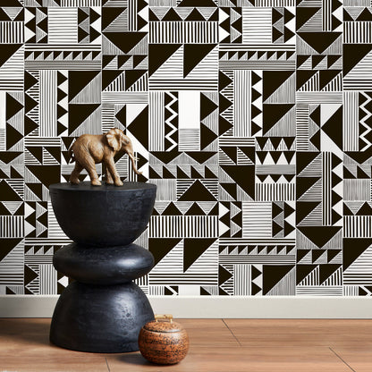 Wallpaper Peel and Stick Wallpaper Removable Wallpaper Home Decor Wall Decor Room Decor / Black and White Geometric Wallpaper - D947