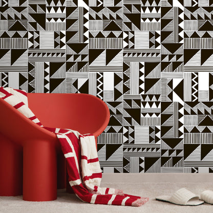 Wallpaper Peel and Stick Wallpaper Removable Wallpaper Home Decor Wall Decor Room Decor / Black and White Geometric Wallpaper - D947