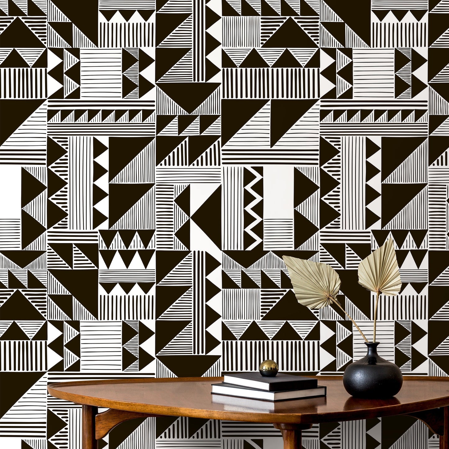 Wallpaper Peel and Stick Wallpaper Removable Wallpaper Home Decor Wall Decor Room Decor / Black and White Geometric Wallpaper - D947