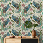 Peacock Wallpaper Vintage Floral Wallpaper Peel and Stick and Traditional Wallpaper - D883