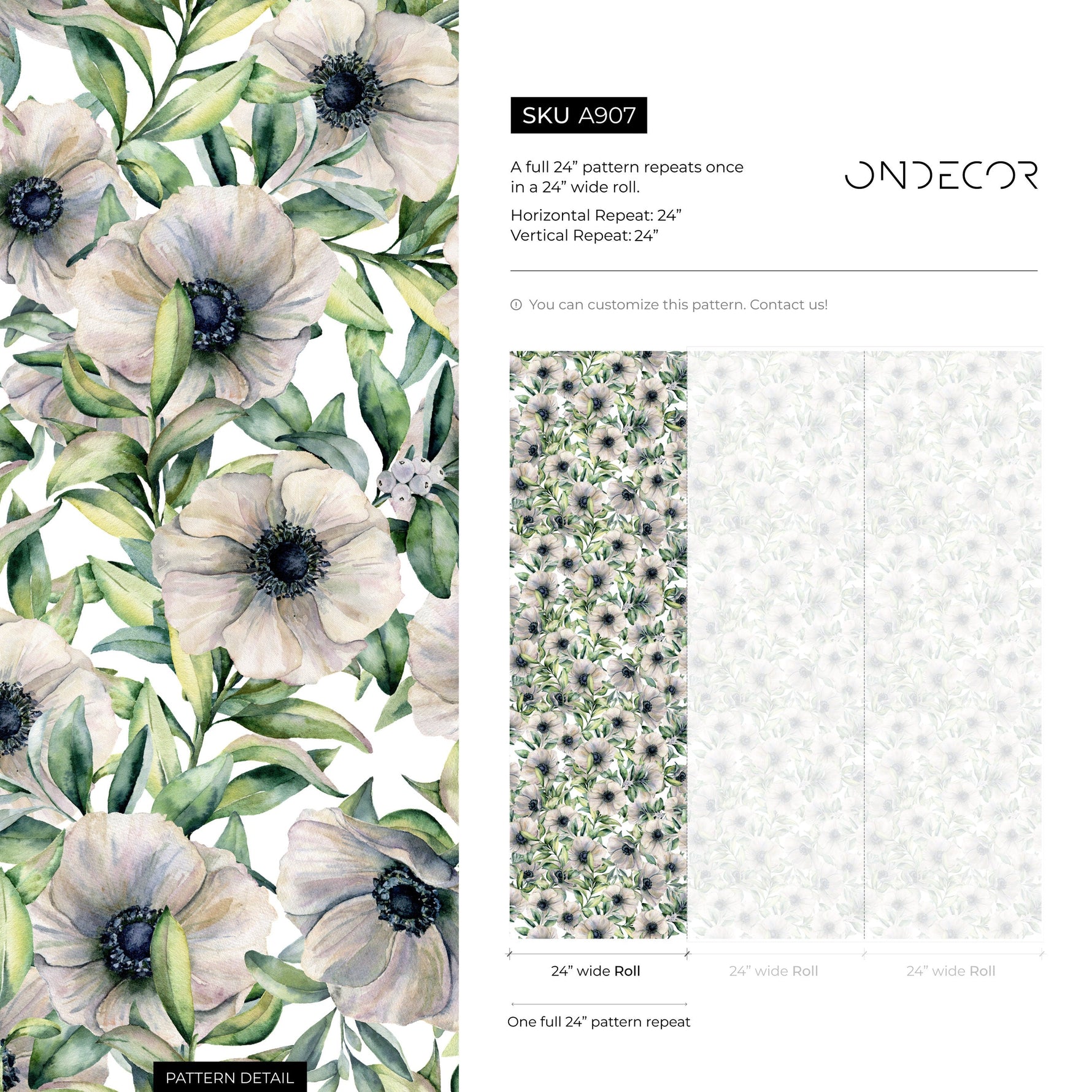 Wallpaper Peel and Stick Wallpaper Removable Wallpaper Home Decor Wall Art Wall Decor Room Decor / Vintage Floral Wallpaper - A907