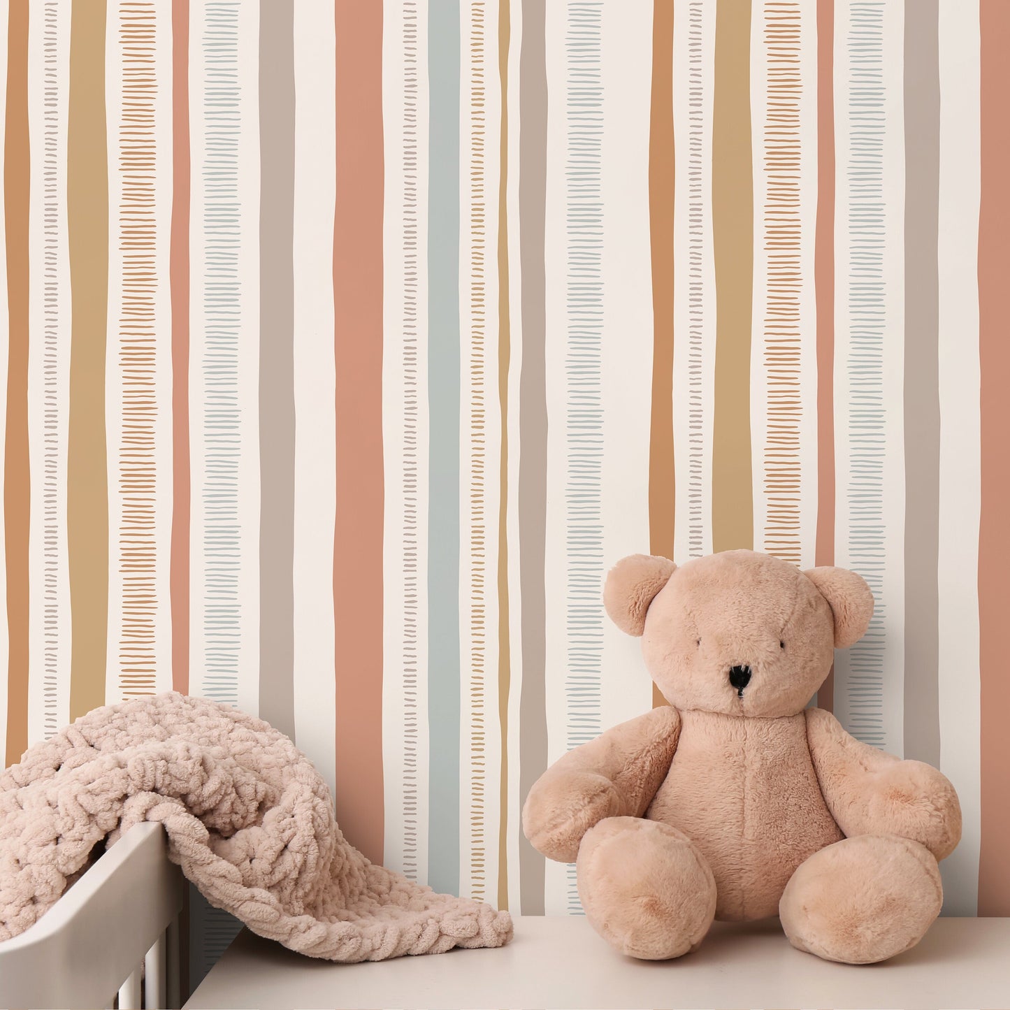 Pastel Striped Wallpaper Abstract Wallpaper Peel and Stick and Traditional Wallpaper - D834