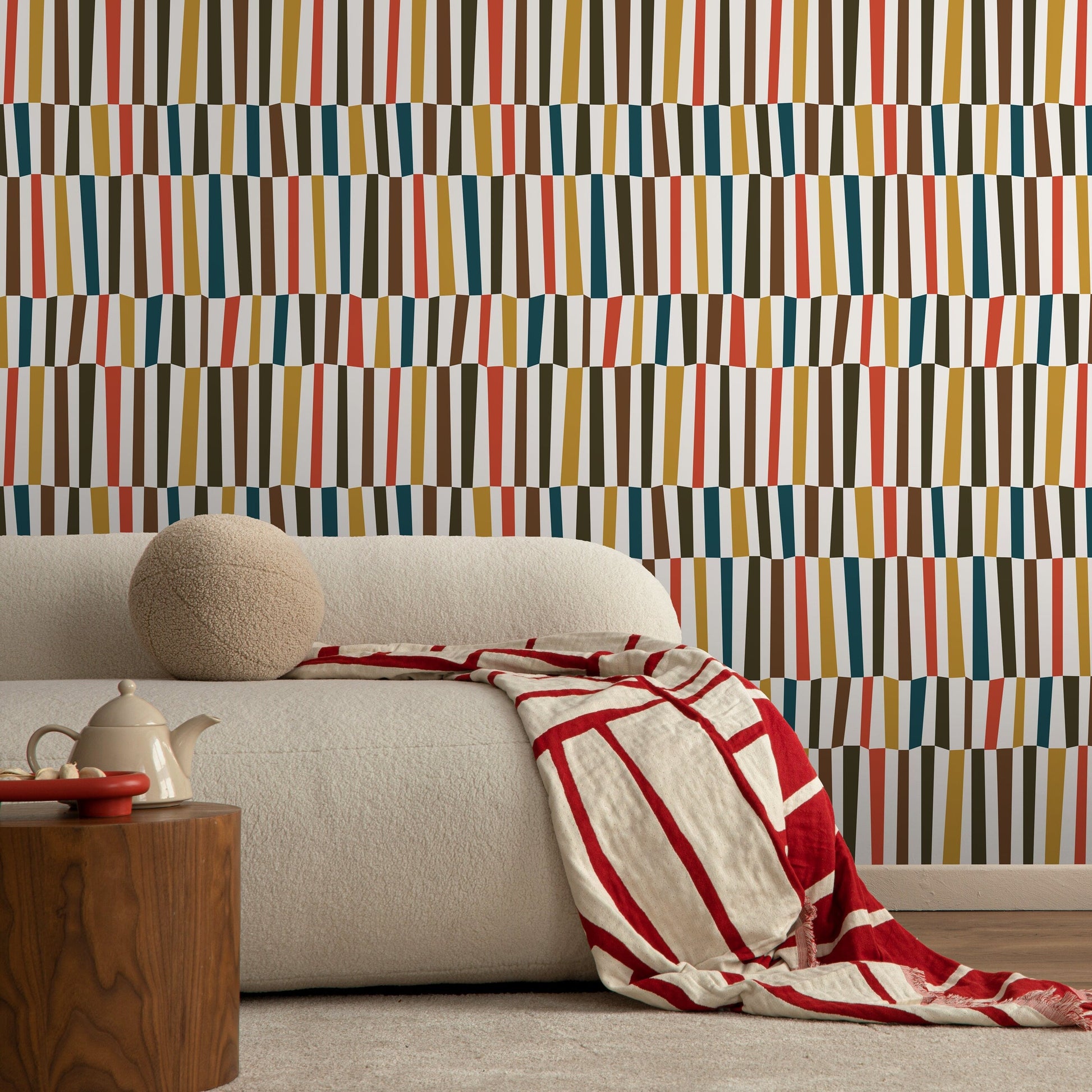 Colorful Mid Century Wallpaper Geometric Wallpaper Peel and Stick and Traditional Wallpaper - D852