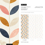 Wallpaper Peel and Stick Wallpaper Removable Wallpaper Home Decor Wall Art Wall Decor Room Decor / Cute Scandinavian Leaf Wallpaper - A096