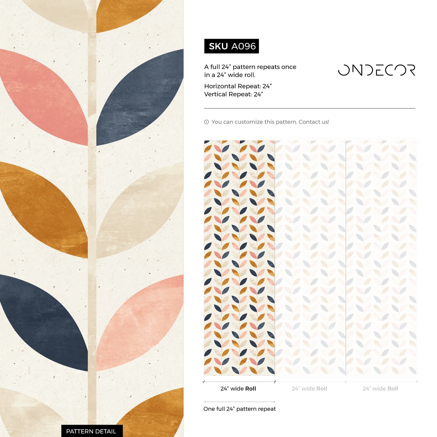 Wallpaper Peel and Stick Wallpaper Removable Wallpaper Home Decor Wall Art Wall Decor Room Decor / Cute Scandinavian Leaf Wallpaper - A096