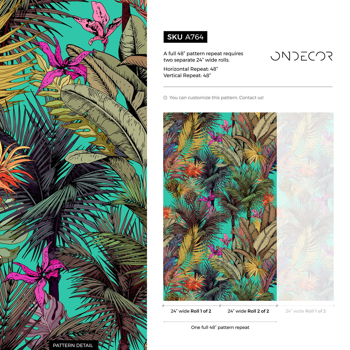 Wallpaper Peel and Stick Wallpaper Removable Wallpaper Home Decor Wall Art Wall Decor Room Decor / Tropical Jungle Leaves Wallpaper - A764