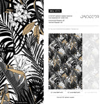 Wallpaper Peel and Stick Wallpaper Removable Wallpaper Home Decor Wall Art Wall Decor Room Decor / Dark Tropical Leaf Wallpaper - B179