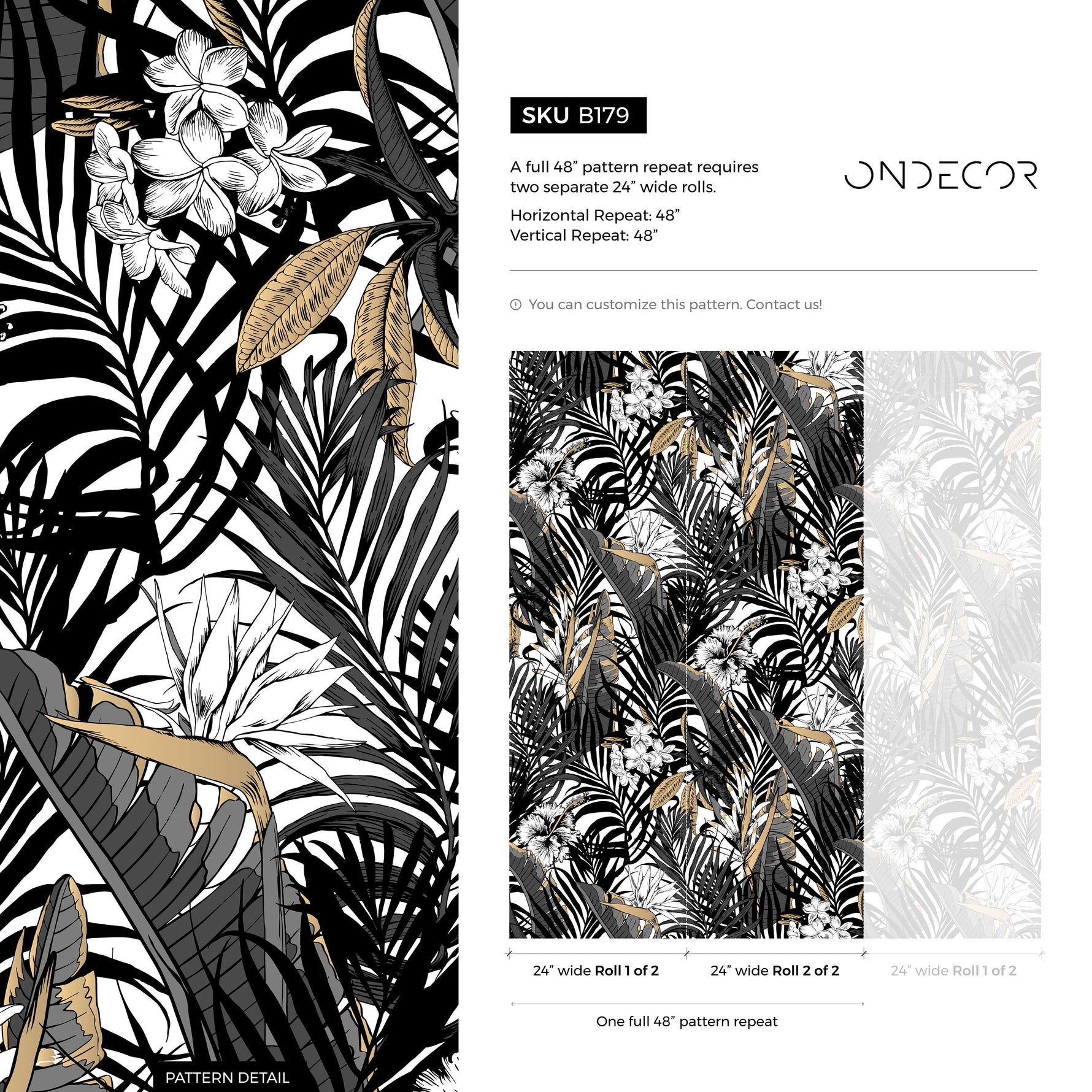 Wallpaper Peel and Stick Wallpaper Removable Wallpaper Home Decor Wall Art Wall Decor Room Decor / Dark Tropical Leaf Wallpaper - B179